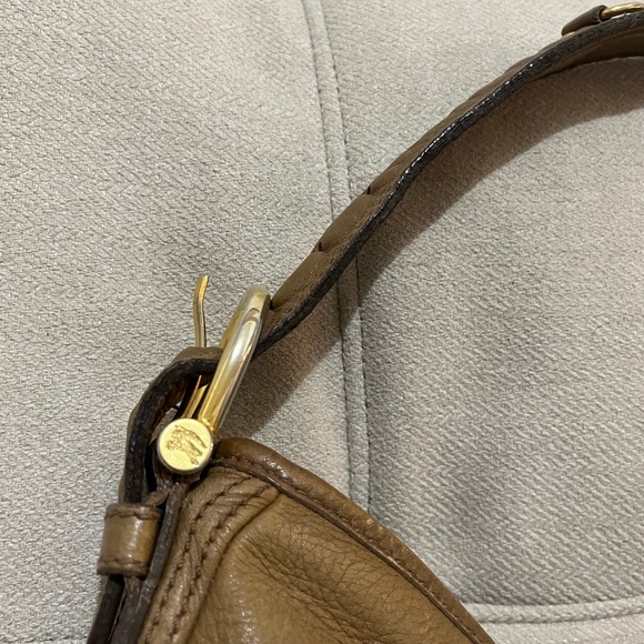 Burberry Large Brown Tan Leather Malika Shoulder Hobo Handbag 12 x18 x4 - Picture 5 of 8